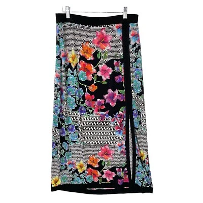 ECI Нью-Йорк женщин макси длинная юбка большой черный геометрический цветочный принт - Изображение 1 из 4