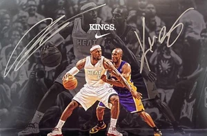 LEBRON JAMES - KOBE BRYANT - 8 1/2 X 11 GLOSSY SIGNED PHOTO REPRINT - Picture 1 of 1