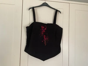 Lovely Ladies Black Strap Embroidered Top, Size 16. - Picture 1 of 4