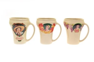 Ladies of Coca Cola Ivory Coffee Cup Mugs - Set of 3 - Picture 1 of 2
