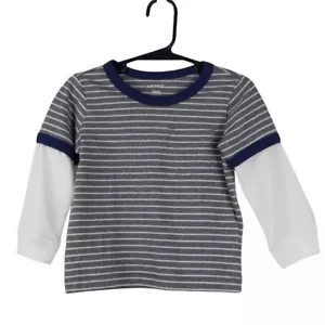 Carter's Infant Long Sleeve Shirt Gray with white stripes 18M (NWT) - Picture 1 of 7