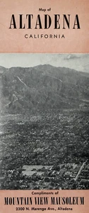 Vintage Altadena CA Map History Mountain View Cemetery Mausoleum 1940-50s - Picture 1 of 11