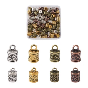 128pc Tibetan Alloy Column Cord Ends End Caps Terminators Jewelry Making 13~16mm - Picture 1 of 8