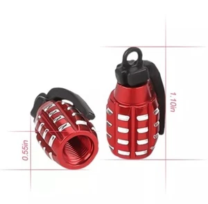 Grenade Style Tire Valve Stem Caps In Black Or Red  - Picture 1 of 3