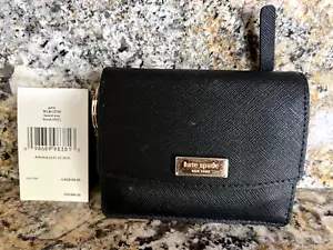 Portafoglio Kate Spade Petty Laurel Way nero con slot ID 10 tasche portachiavi WLRU2728 - Foto 1 di 13