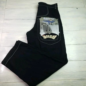 JNCO Jeans Low Down Classic 20” Jet Black Mens Size 34x32 Baggy Wide Leg - Imagen 1 de 11