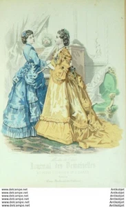 Mode Journal de Demoiselles 1871 # 3795 Gravure originale aquarellee - Picture 1 of 1