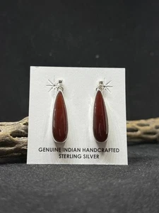 Indianer Navajo Karneol Sterling Silber Ohrhänger gestempelt & signiert - Bild 1 von 9