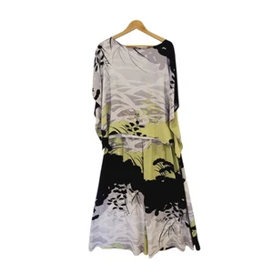 De Colección Conjunto Namba Seda 2 Piezas Top y Pantalones Talla Grande Fluido Negro Verde Gris Floral - Imagen 1 de 8