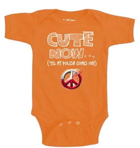 Cute Now... 'Til My Polish Comes Out Peace Infant Baby Poland Flag Bodysuit Top - Picture 1 of 9