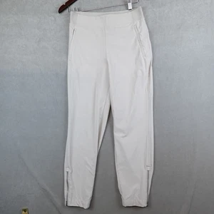 ATHLETA Brooklyn Pants Womens 2 Beige Ankle High Rise Pull On Ankle Zip Travel - Picture 1 of 10