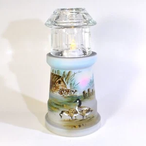 Fenton Giftshop Limited Edition Lighthouse Geese Cabin theme Hand painted signed - Picture 1 of 5