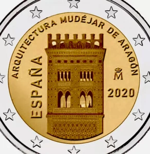 Spain 🇪🇸 Coin 2€ Euro 2020 Architecture Mudejar Aragon UNC Tower Moorish - Picture 1 of 4