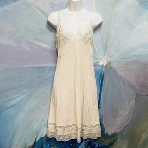 Vtg Full Slip Dress Ivory Champagne Chantilly Lace Hollywood Vassarette 34 FS30 - Picture 1 of 11