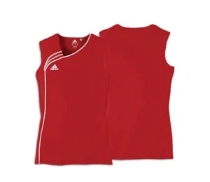 NUEVO Camiseta deportiva de voleibol para mujer Adidas sin mangas calce ajustado - roja/blanca/gris - Imagen 1 de 1