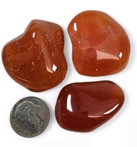 Carnelian Agate Polished Pebbles Madagascar 50.2 grams. 3 Piece Lot - Picture 1 of 1