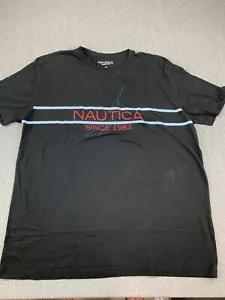 Nautica Sleep T-shirt Large Front Logo Mens size XXL Black Super Soft Breathable - Picture 1 of 14