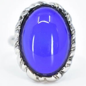 Anillo Clásico Ovalado Cambio de Color Cabujón Plata Pintado Ajustable Mood - Imagen 1 de 6