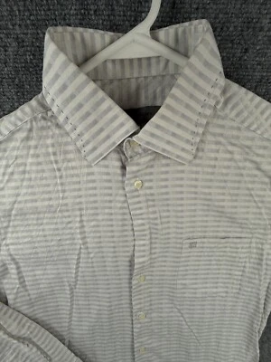 Givenchy Long Sleeve Button Up Gray Striped Dotted Premium Superfine Size 100 ** - Image 1 of 4