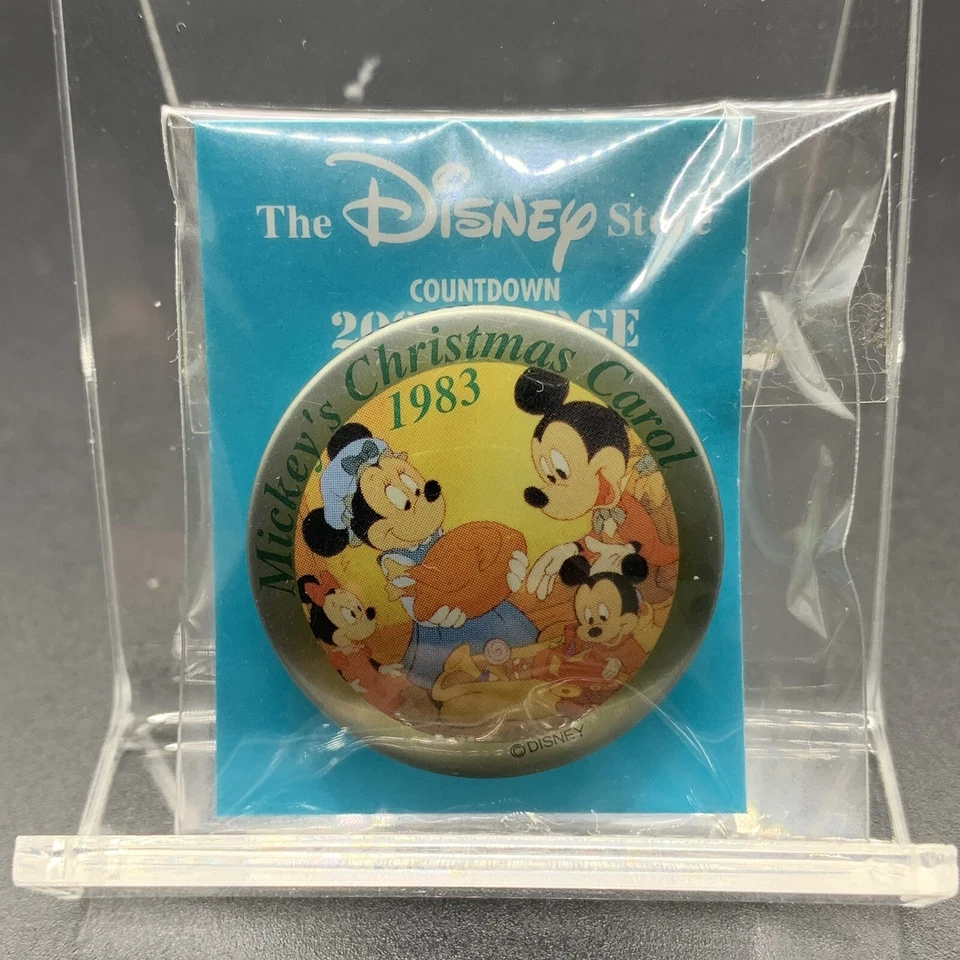 Rare Disney Mickey Mouse Christmas Carol Vintage 1983 Button Badge Pin Japan - Image 1 of 4