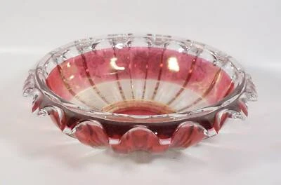 Große massive böhmische Kristall Glas Obstschale filigrane Goldmalerei rubinrot - Bild 1 von 4