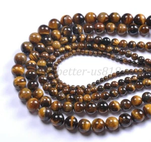 Natürliches Tigerauge Edelstein Rund Perlen 15,5 Zoll 4 mm 6 mm 8 mm 10 mm 12 mm 14 mm 16 mm - Bild 1 von 3