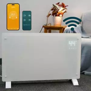 JSH 2kw Wifi SmartApp Control Glass Panel Electric Heater Timer Wall Floor Mount - Picture 1 of 20