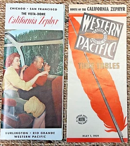 Vintage 1962 California Zephyr Chicago-San Francisco Vista Dome & Time Tables - Picture 1 of 3