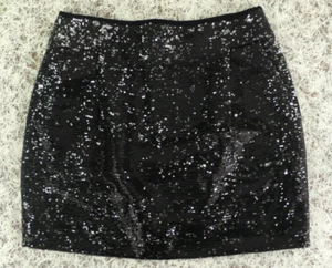 NWT J. CREW ALL OVER SEQUIN MINI SKIRT BACK ZIP SHIMMER BLACK SIZE 8 - Picture 1 of 1