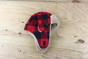 Gap Baby Gap Hat M/L Red Plaid Duck Trapper Fleece Faux Fur Trim Hat New - Picture 1 of 5