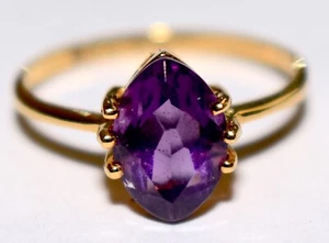 Vintage Nachlass Amethyst Ring 18K Gold Gr. 7?? Marquise / Shuttle Cut FreeS&H - Bild 1 von 6
