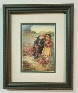 Litografía vintage original de pintura con carga C M enmarañada y enmarcada ~ Nell y abuelo - Imagen 1 de 7