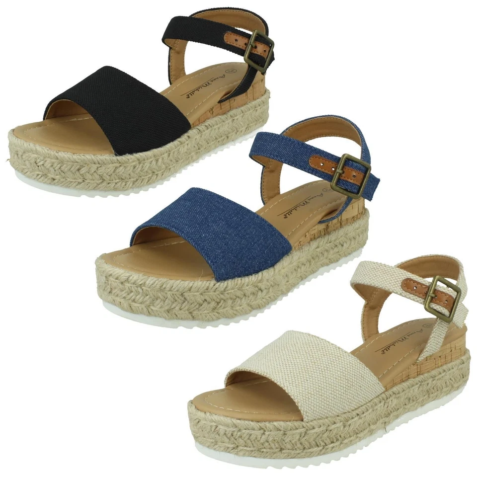 ' Mujer Anne Michelle ' Medio Plataforma Cuña Alpargatas Sandalias - F1R2091 - Imagen 1 de 1