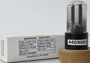 BRIMAR 6SN7GT "HOLY GRAIL" Spherical Black Plate Tested Amplitrex AT1000 - Picture 1 of 10