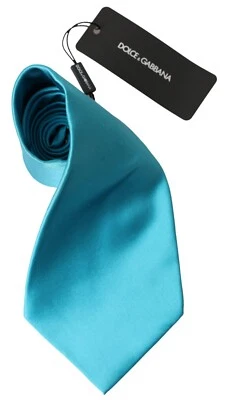 DOLCE & GABBANA Tie Light Blue 100% Silk Wide Mens Necktie Accessory RRP 260usd - Image 1 of 4