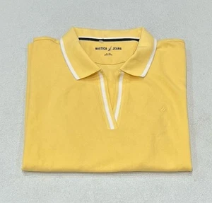 Nautica Jeans Women's Short Sleeve Collared Stretch Polo Shirt, Yellow, Size XL - Picture 1 of 4