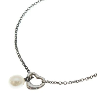 Tiffany & Co. Open Heart Pearl Lariat Pendant Necklace 925 Silver United States - image 1 of 4