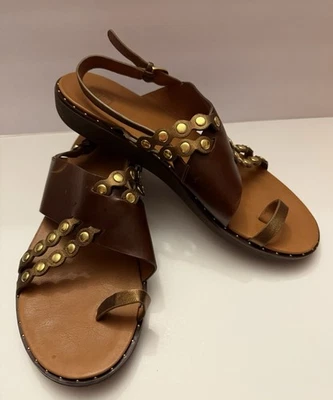 Sandalias de vieira FITFLOP de cuero marrón para mujer con tira trasera en lazo talla 10 EE. UU.  Foto 1 de 4