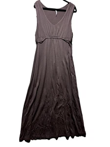 Antiguo Maxi Vestido Marrón Azul Marino Para Mujer XL Smocking Boho Campesino Elástico Cintura Imperio - Imagen 1 de 9