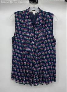 Diane Von Furstenberg Womens Blue Pink Floral Pattern Silk Blouse Top Size 8 - Picture 1 of 6