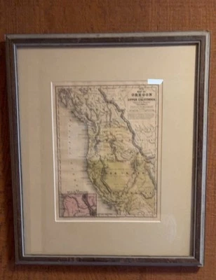 Mapa de Oregón y Alta California Litografía coloreada a mano c.1846 Augustus Mitchell Foto 1 de 4