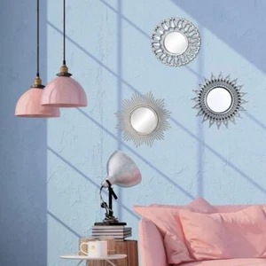Wall Mirrors Silver Circle Mirror Classic Decorative Hanging Wall Art Modern for - Picture 1 of 10