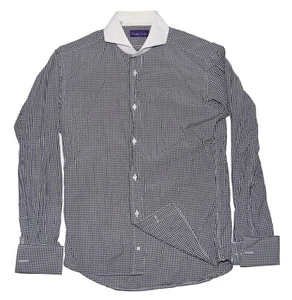 $695 Ralph Lauren Purple Label Mens Dress Shirt French Cuff Black Italy 15.5 - Picture 1 of 5