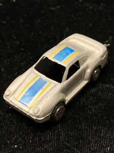 Vintage 1980’s Tootsietoys Porsche 959 Diecast Car Silver Blue Racing Stripes 2”
