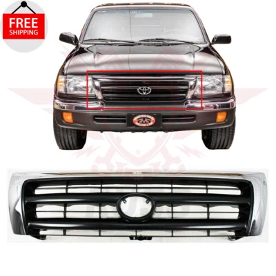 New Front Grille Chrome & Black For 1997-2000 Toyota Tacoma Pre Runner TO1200213 Foto 1 de 4