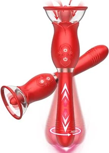 Rose Sex Toys for Women - 3 in1 Vibrator Stimulator with Sucking Cups, 3 Tongue - Picture 1 of 6