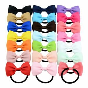 Kid Baby Solid Color Bowknot Hair Tie Elastic Band Girl Scrunchie Accessories US