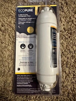 New Sealed EcoPure EPINL30 In-Line Refrigerator Water Filter - 5 Year Lifespan - Image 1 of 2
