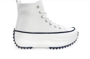 Women's White Canvas Upper Platform Sneakers - Picture 1 of 1