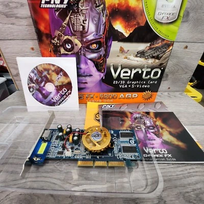 Vintage PNY GeForce FX 5200 128MB DDR AGP Graphics Card- VCGFX52APB W/ Box Etc. - Image 1 of 4